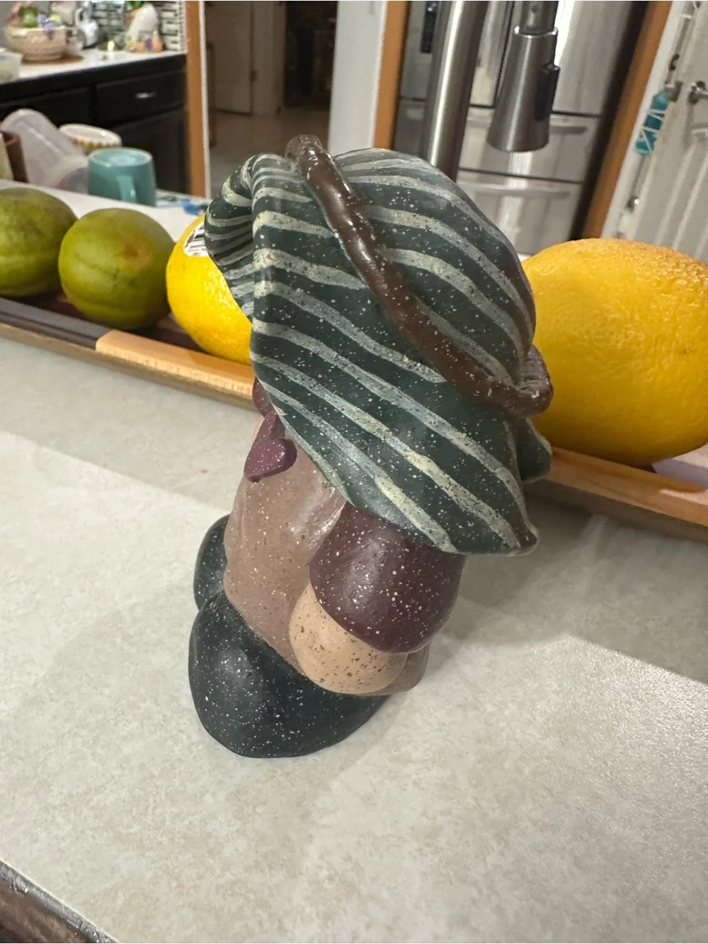 Hand-Painted Holiday Figurine - Brown Striped Hood